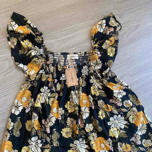 NWT Natural Life Floral Mini Flutter Sleeves Tiered Babydoll Dress Size XS Boho - Picture 5 of 6